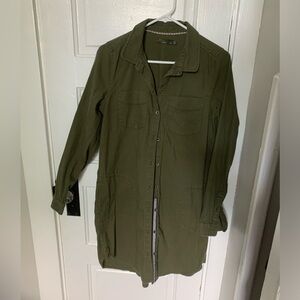 Prana button down olive green shirt dress size Medium